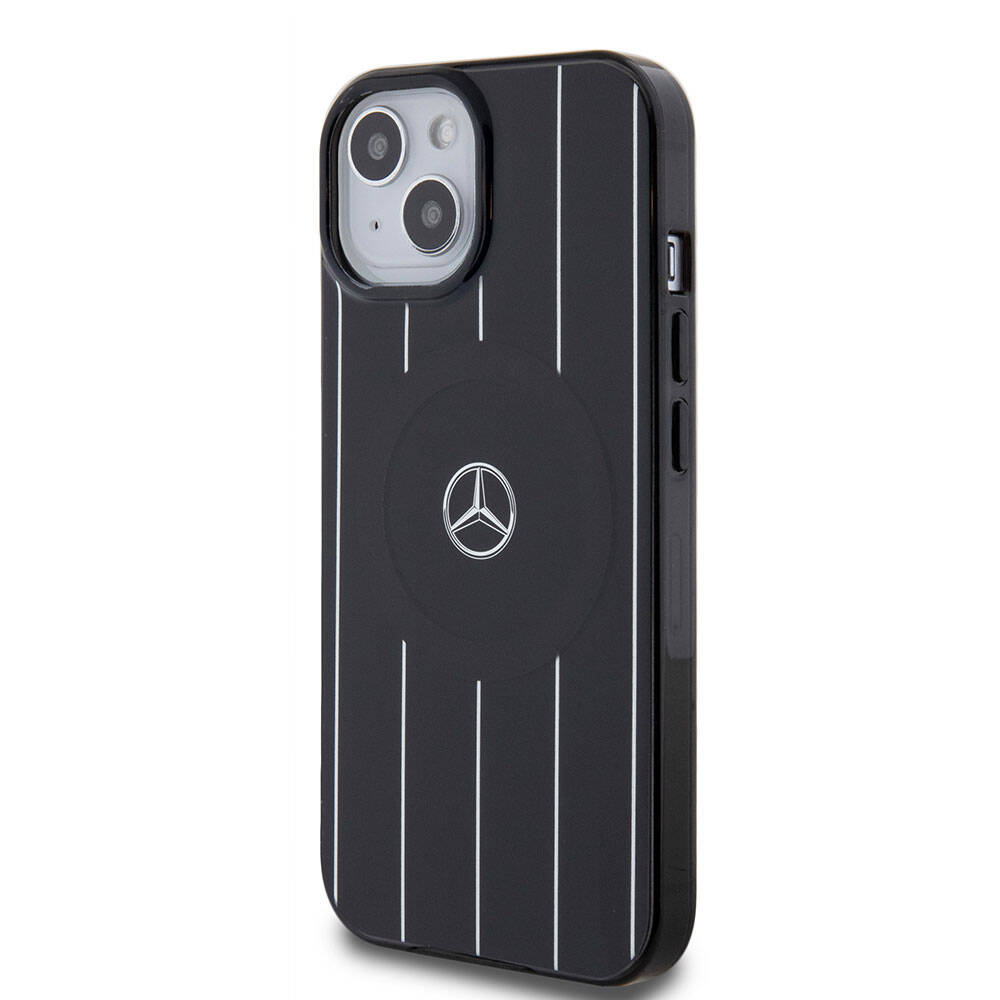 Mercedes Benz iPhone 15 Orjinal Lisanslı M-safe Şarj Özellikli Çift Katmanlı Paralel Çizgi Desenli Kılıf Mercedes Benz iPhone 15 Orjinal Lisanslı M-safe Şarj Özellikli Çift Katmanlı Paralel Çizgi Desenli Kılıf